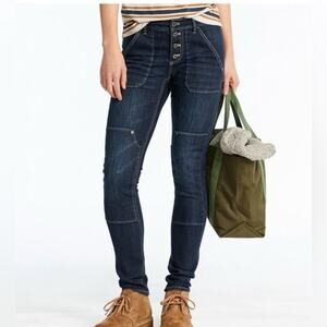 L.L. Bean Women's Signature Premium Skinny Jeans Mid-Rise Button-Front Size 10